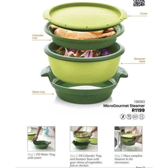 Tupperware Smart Steamer Microwave Green 4 Piece Cooker Set - Picture 3 of 13